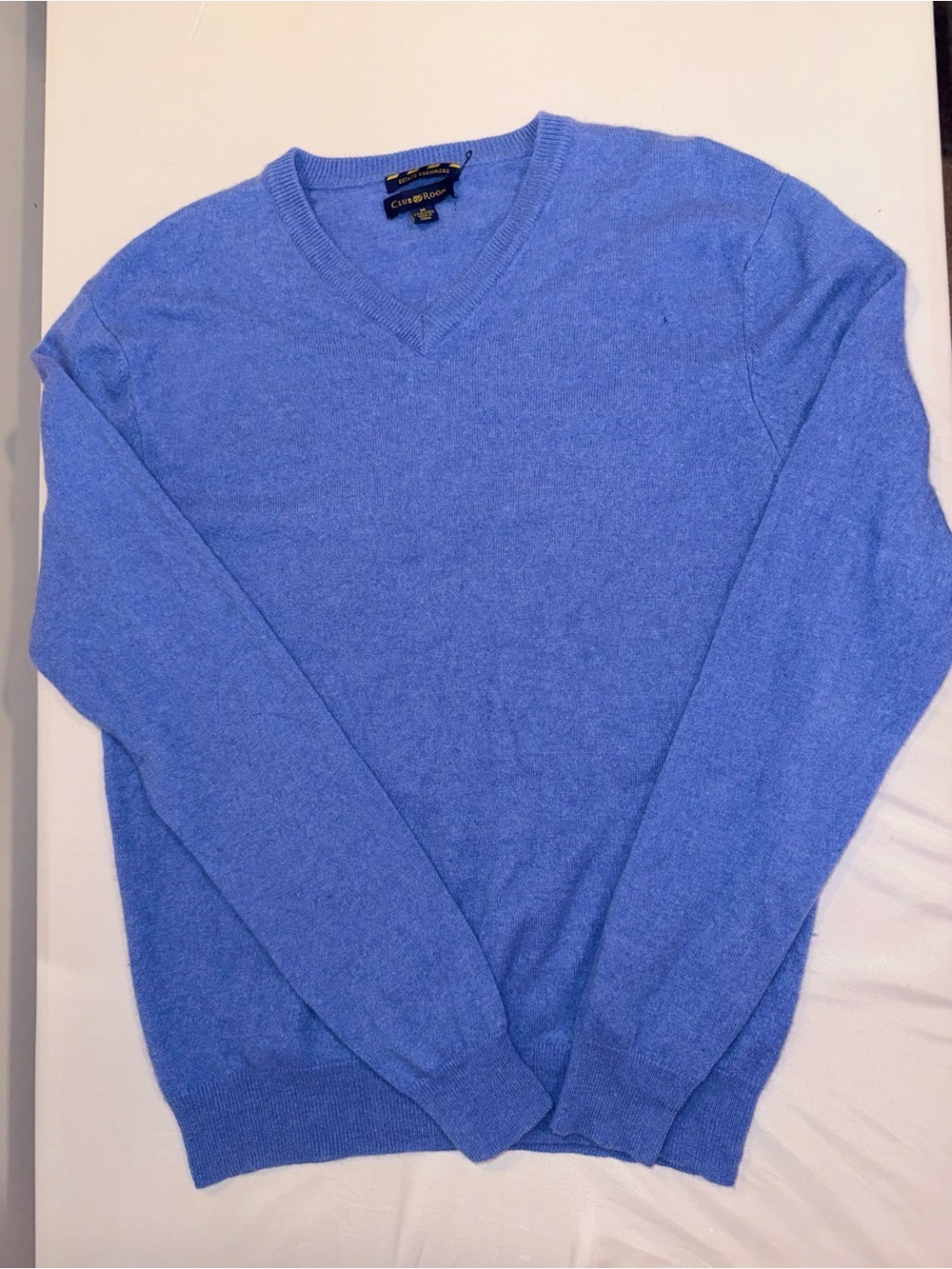 Club Room Estate Cashmere Men Classic V-Neck Blue Sweater Pullover Size Medium - Picture 13 of 15